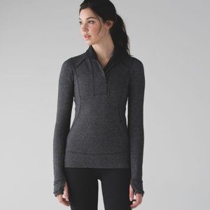 Lululemon Think Fast Running Pullover 1/4 zip Heathered Black size 6
